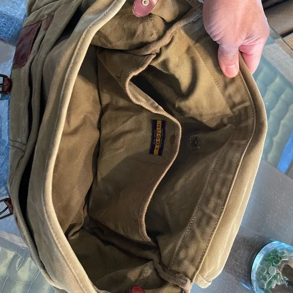 Polo Ralph Lauren Rugby VINTAGE/ Tan Khaki Canvas Messenger/ Laptop Bag - Picture 6 of 9